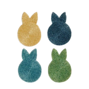 Modern Designer <b>Beaded</b> Glass Cocktail <b>Coasters</b> with Non-Slip Base for Wedding Decor & Home Accent - Product Image 6