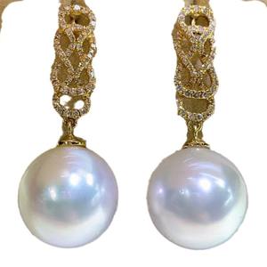 Pendientes Largos de Plata de Ley 925 de Alta Gama, Comparables a Perlas Naturales Blancas Australianas de 11-12 mm - Product Image 5