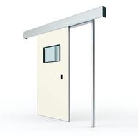 Porte coulissante hermétique automatique à double battant en acier galvanisé sur mesure pour salle blanche et hôpital, avec fenêtre visuelle en fibre de verre, pour entrepôt