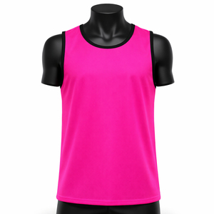 Maillots de football roses en mesh respirants et résistants à l'eau pour usage extérieur, sans manches, avec logo personnalisé disponible - Product Image 1
