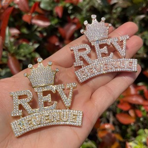 Crown Moissanite Letter <b>Pendant</b> 18K Gold Plated Iced Out Luxury Charms Hip Hop Jewelry Custom <b>Initial</b> Letter <b>Pendant</b> For Gifts - Product Image 4