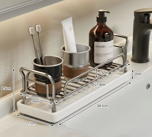 Estante de Baño de Acero Inoxidable 304, Resistente a la Humedad, para Grifo, Cepillos de Dientes, Cosméticos, con Drenaje - Product Image 1
