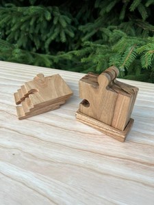 Wood Puzzle <b>Coaster</b> Set With White <b>Ceramic</b> Bowls Irregular Shape Modern Design Non-Slip Mats For Table Decoration - Product Image 3