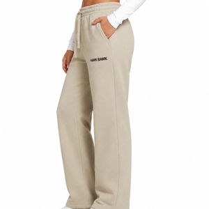 Custom <b>Women's</b> Wide Leg <b>Fleece</b> <b>Jogger</b> Sweatpants Soft Fabric Relaxed Fit Custom Made Elastic Waist Activewear Pants For <b>Women</b> - Product Image 3