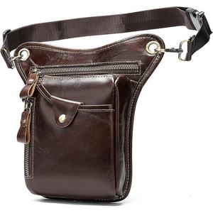 Bolsa de cuero para hombre, riñonera para motocicleta, bolsa de herramientas para la pierna, bolsa de hombro para teléfono móvil, impermeable, de cuero genuino, diseño vintage - Product Image 1