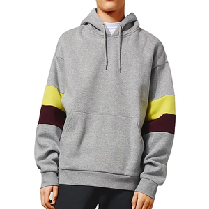 Sudadera con Capucha Extra Grande para Hombre, Diseño Color Block en Gris, Amarillo y Borgoña, Manga Regular, Estilo Casual Otoñal, Felpa Francesa, 100% Algodón - Product Image 6