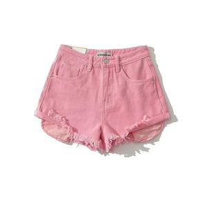 Shorts de Mezclilla de Cintura Alta con Agujeros para Mujer, Pantalones Cortos de Moda - Product Image 1