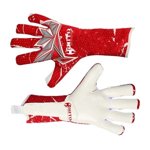 Gants de gardien de but de football en tricot rouge et blanc, design personnalisé, avec caoutchouc latex allemand de 4 mm et injecteur intégré. - Product Image 4