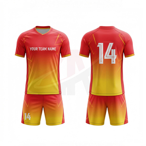 ชุดทีมฟุตบอลแบบกำหนดเอง เสื้อและกางเกงขาสั้นแบบซับลิเมชั่น คุณภาพสูง สำหรับการแข่งขันและฝึกซ้อม ชุดกีฬาขายส่ง - Product Image 1