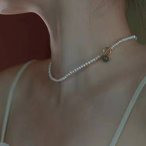 Collar de Perlas de Agua Dulce de Alta Gama para Mujer, Perla Bebé, Jade, Hebilla OT, Diseño Minimalista, Cadena para Clavícula, Elegante y Exclusivo - Product Image 3