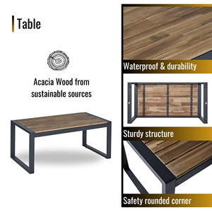 Set di Mobili da Giardino in Legno di Acacia Marrone Beige a 4 Pezzi per Balcone, Veranda, Giardino e Prato - Product Image 6