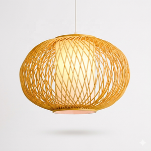 Lámpara de Techo Colgante de Bambú Tejido en Forma de Campana, Estilo Tropical, Tradicional, Moderno, Grande, Hecha a Mano, Rústica, de Mediados de Siglo, Ecológica - Product Image 5