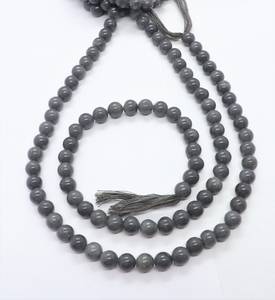 ลูกปัดมูนสโตนสีเทาธรรมชาติทรงกลมเรียบขนาด 7.5-8.5 มม. ลูกปัดพลอยมูนสโตน 13 นิ้ว ทรงกลมสีเทา - Product Image 6