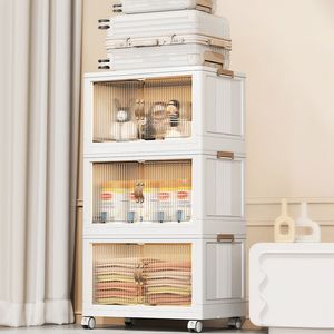 Set di 4 Contenitori Pieghevoli a 360 Gradi con Coperchio e Porta Magnetica Frontale, Organizzatori Impilabili per Armadio, per Bambini e Adolescenti - Product Image 5