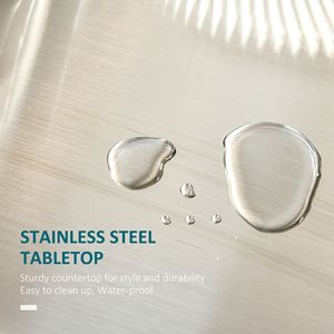 Carrello da Cucina Compatto con Isola e Spazio di Archiviazione, Piano in Acciaio Inox, Portatile, in Quercia, per Sala da Pranzo, Blu - Product Image 5