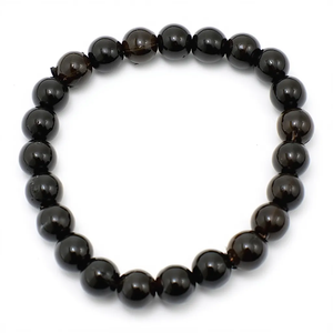 Natural Black Obsidian 8mm Round Gemstone <b>Stretch</b> <b>Bracelet</b> Crystal Beaded <b>Bracelet</b> Wholesale Supply - Product Image 3
