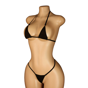 Ensemble bikini dos nu noir pour femme OEM, deux pièces, couleur unie, en Spandex et Nylon, maillot de bain avec bas string, coupe extensible, style classique - Product Image 4