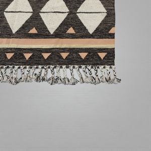 Alfombra de área de tejido plano de lana ecológica, abstracta, moderna y hecha a mano con flecos |   Alfombra Bohemia - Product Image 5