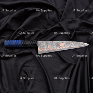 High Quality Hand Forged Copper Damascus Steel Razor <b>Sharp</b> Mosaic Pattern Ambidextrous 8-9.9in Honeycomb Handle <b>Kitchen</b> <b>Knife</b> - Product Image 3