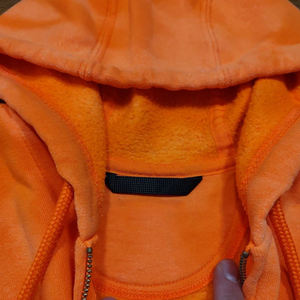 Men's Orange <b>Zip</b>-Up Fleece <b>Hoodie</b> Regular Fit Casual <b>Pocket</b> Sweatshirt Winter Wear 100% Cotton Knitted Solid Color Eco-Friendly - Product Image 5