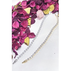 Silver & Gold Plated Tennis <b>Bracelet</b> With Round <b>Crystal</b> Rhinestones For Women Wedding Party Classic Style - Product Image 1
