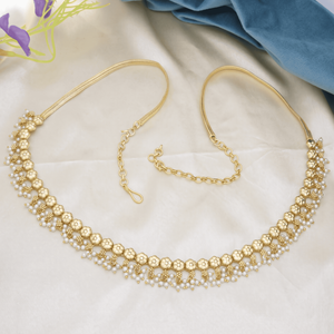 Cadena de cintura chapada en oro con perlas, Kamarbandh, cadena de vientre artificial para novias, joyería para mujeres, cinturón para sari. - Product Image 2