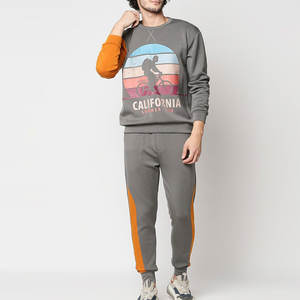 Ensemble de survêtements d'hiver personnalisables deux pièces pour hommes, 100 % coton, imprimé délavé à l'acide, respirant, léger, taille élastique - Product Image 1