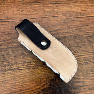 Cubierta de cuchillo de cuero genuino Real de alta calidad profesional tablero a cuadros patrón cuchillo vaina cinturón superior abierto para uso al aire libre - Product Image 6