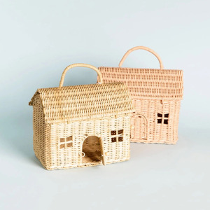 Mini house shape bag handbags for kids cute designer house-shape basket toy bags with openable <b>roof</b> and <b>door</b> - Product Image 4