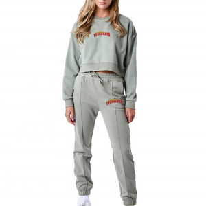 Custom Winter Solid Cropped <b>Hoodie</b> and Sweatpants Set Streetwear Womens Sports <b>Workout</b> Cotton Joggers Women Sweatsuit - Product Image 6