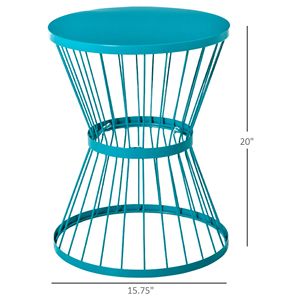 Tavolino da Giardino in Acciaio da 16 Pollici con Design a Clessidra, Tavolo d'Appoggio per Esterni e Interni, Blu - Product Image 3