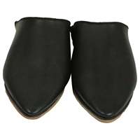 Babouches marocaines simples en cuir véritable pour hommes, couleur noire