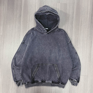 Sweat à capuche ample et surdimensionné en molleton de luxe pour homme, 100 % coton, noir délavé, design brodé, effet délavé à l'acide, anti-plis, style vintage - Product Image 6