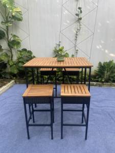 BS00028 Modern Stylish Dining <b>Outdoor</b> Furniture Bistro <b>Table</b> Set Wicker Rattan <b>Wood</b> Bar Set Sectional Height 4 Courtyard Living - Product Image 4