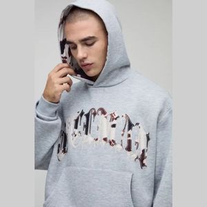 Vente en gros de sweats à capuche vierges et personnalisables pour hommes, 350 g/m², coupe oversize à épaules tombantes, style pull-over - Product Image 3