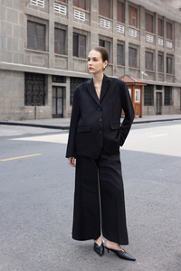 Traje de Mujer de Longitud Regular con Cuello con Muescas, Oversize, con un Solo Botón, de Poliéster/Rayón/Spandex, Transpirable, de Corte Regular, Color Liso - Product Image 5