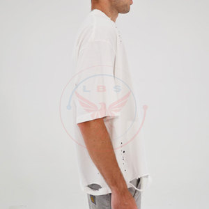 <b>Top</b> Selling Unique Design Plus Size Solid Casual <b>Distressed</b> T-Shirts 180 Grams High Quality Eco-Friendly Quick Dry Breathable - Product Image 5