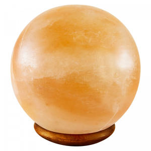 Lampe globe en sel de l'Himalaya en matériau organique, sphère sculptée, décoration d'intérieur, sans cordon, ampoule rose respirante - Product Image 5
