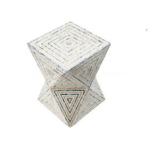 Table à tiroirs en os incrusté de la marque ILAHI, design moderne, détails en agate, rangement à trois niveaux, meuble portable pour la maison - Product Image 4