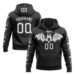 Sudadera con capucha personalizada con estampado gótico para hombre, con nombre y número personalizados, diseño de manga larga negra, sudadera con estampado en la parte delantera y trasera - Product Image 1