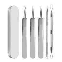 Kit professionnel d'élimination de l'acné, ensemble d'outils en acier inoxydable pour éliminer les points noirs, pour les soins de la peau du visage et l'utilisation quotidienne en beauté