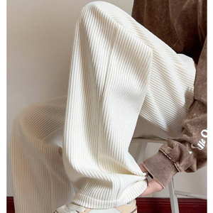 <b>Mens</b> Corduroy Straight Leg Casual <b>Pants</b> Drawstring Waist Wide Leg Trousers for Fall Winter <b>Lounge</b> Wear - Product Image 4