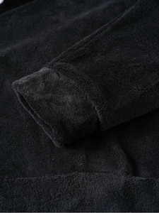 Sudadera con Capucha Negra para Hombre, Lavado Ácido, Lana, Corte Regular, Casual, Invierno, Ecológica, Color Sólido, Tejido de Punto, Cordón Blanco - Product Image 5