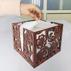 Boîte à mouchoirs décorative carrée en bois de pin fait main moderne pour salle de bain Blossom Craft India - Product Image 1
