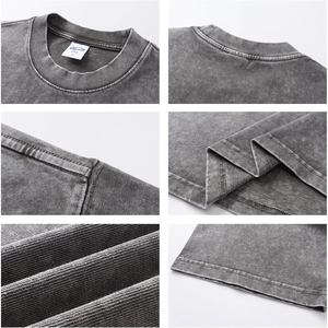 Camiseta de algodón 100% teñida con pigmentos personalizados, 240GSM, 280GSM, 300GSM, cuello alto, efecto desgastado, cuello grueso, peso pesado, para hombre - Product Image 6