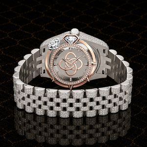 Montre en diamant moissanite artisanale pour homme, bracelet entièrement pavé de pierres VVS - Product Image 3