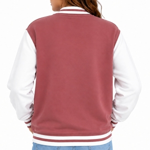 Women's Premium Varsity <b>Jacket</b> Maroon White Full Sleeve <b>Letter</b> Print Button Up Collar Autumn Wear Quality Stitching For <b>Men</b> - Product Image 2