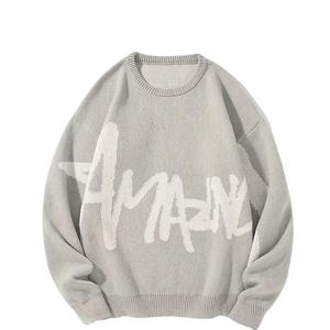 Pull en maille pour homme en coton 100% doux, coupe ajustée, chaud, décontracté, manches longues, col rond, tendance, pour l'hiver - Product Image 1