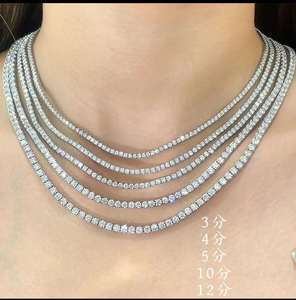 Collar de tenis recto de moda con diamante de laboratorio de corte redondo, regalo original para boda, amuleto de joyería para ella - Product Image 4