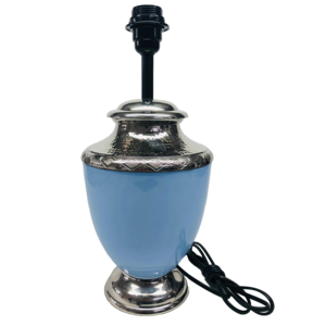 Lámpara de Mesa Moderna de Metal Azul con Pantalla Redonda y Bombillas, Empaque Personalizado, Decoración para el Hogar, Alimentación Eléctrica - Product Image 1